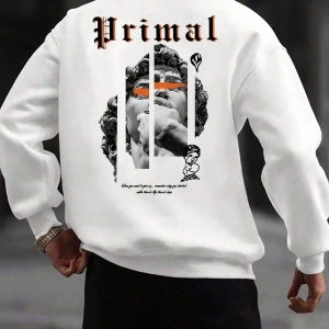 Manfinity Hypemode Slogan & Sculpture Print Pullover Beyaz