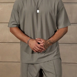 Manfinity KASUA Erkek Günlük Düz Omuz Düşük Tişört ve Şort