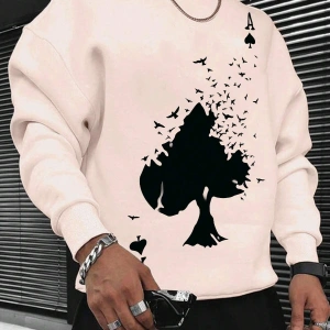 Manfinity LEGND Playing Card Print Sweatshirt Bej