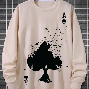 Manfinity LEGND Playing Card Print Sweatshirt Bej