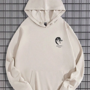 Manfinity LEGND Yin & Yang & Slogan Graphic Hoodie Haki