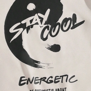 Manfinity LEGND Yin & Yang & Slogan Graphic Hoodie Haki