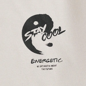 Manfinity LEGND Yin & Yang & Slogan Graphic Hoodie Haki