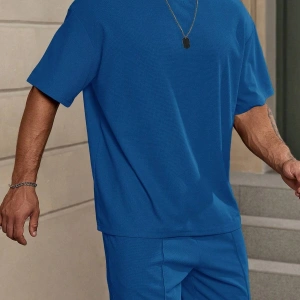 Manfinity RelaxMax Bol Kesim Erkek Düz Renk Düşük Omuz Tişört ve Şort Takımı