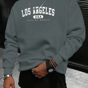 Manfinity Sporsity Letter Graphic Lined Sweatshirt Gri