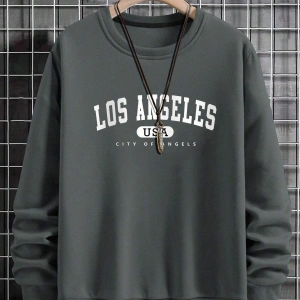 Manfinity Sporsity Letter Graphic Lined Sweatshirt Gri