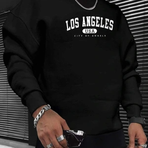 Manfinity Sporsity Letter Graphic Sweatshirt Siyah