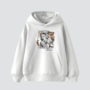 Marilyn Monroe Baskılı Oversize Unisex Beyaz
