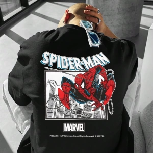 Marvel Erkek Basit Çerçeve Örümcek Adam 2 Grafik Baskılı Yuvarlak Yaka Kısa Kollu Beyaz Tişör