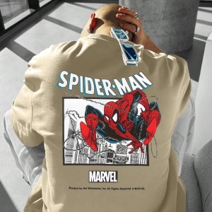Marvel Erkek Basit Çerçeve Örümcek Adam 2 Grafik Baskılı Yuvarlak Yaka Kısa Kollu Beyaz Tişör