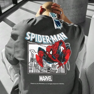 Marvel Erkek Basit Çerçeve Örümcek Adam 2 Grafik Baskılı Yuvarlak Yaka Kısa Kollu Beyaz Tişör