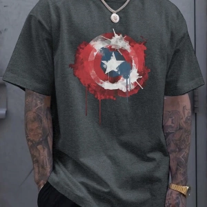 Marvel Erkek Minimalist Kalkan Logo Baskılı Yuvarlak Yaka Kısa Kollu Tişört, Siyah, Yaz