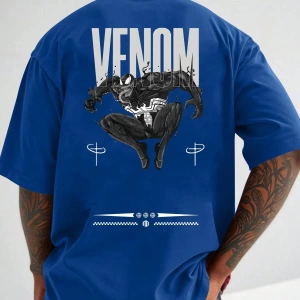 Marvel Erkek Minimalist Lethal Venom Baskılı Yuvarlak Yaka Kısa Kollu Tişört, Siyah Yazlık Ti