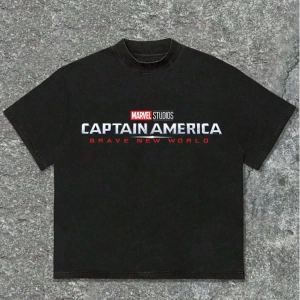 Marvel Erkek Minimalist Logo Baskılı Yuvarlak Yaka Kısa Kollu Tişört, Siyah, Yaz