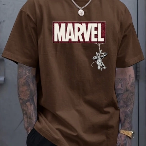 Marvel Erkek Minimalist Marvel Ters Kahraman Grafik Baskılı Yuvarlak Yaka Kısa Kollu Tişört,