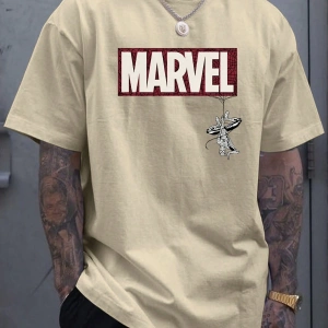 Marvel Erkek Minimalist Marvel Ters Kahraman Grafik Baskılı Yuvarlak Yaka Kısa Kollu Tişört,