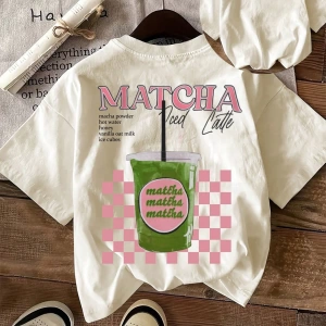 MATCHA TOP Yaz Tişört Tasarımı, Kadın Günlük Yuvarlak Yaka Kısa Kollu Tişört