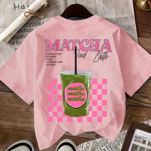 MATCHA TOP Yaz Tişört Tasarımı, Kadın Günlük Yuvarlak Yaka Kısa Kollu Tişört