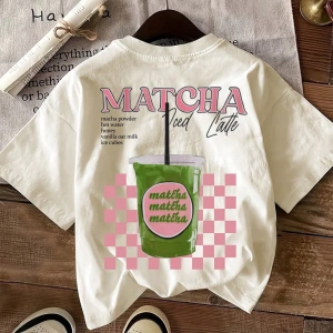 MATCHA TOP Yaz Tişört Tasarımı, Kadın Günlük Yuvarlak Yaka Kısa Kollu Tişört