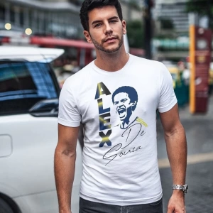 Mavi Alex De Souza Silüet Futbol Portre Imzalı Baskılı T-shirt Pnrmtshrt