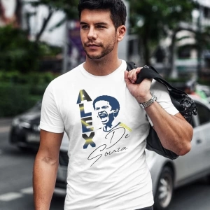 Mavi Alex De Souza Silüet Futbol Portre Imzalı Baskılı T-shirt Pnrmtshrt