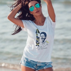 Mavi Alex De Souza Silüet Futbol Portre Imzalı Baskılı T-shirt Pnrmtshrt