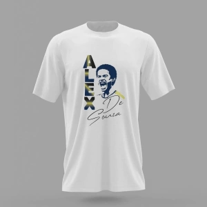 Mavi Alex De Souza Silüet Futbol Portre Imzalı Baskılı T-shirt Pnrmtshrt