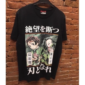 MAVİ Anime Unisex Demon Slayer Tanjiro Nezuko Sırt Baskılı Tişört DMNS856325