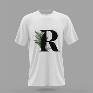 MAVİ R Harfi Yeşil Yapraklı Baskılı T-shirt PNRMTSHRT4521