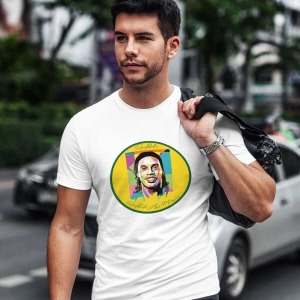 MAVİ Ronaldinho Brezilya Milan Barcelona Efsane Futbolcu Baskılı T-shirt PNRMTSHRT0