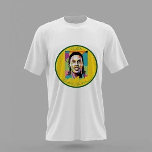 MAVİ Ronaldinho Brezilya Milan Barcelona Efsane Futbolcu Baskılı T-shirt PNRMTSHRT0