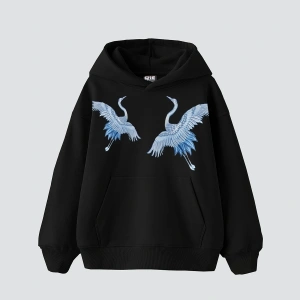 Mavi Turna Baskılı Oversize Unisex Premium Beyaz