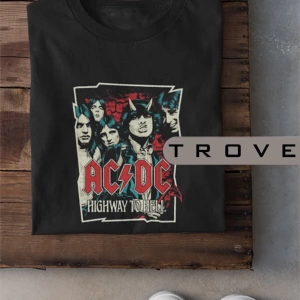 MAVİ Unısex Kadın Erkek Acdc - Ac/dc Rockn Roll Metal %100 Pamuk Baskılı Siyah Beyaz T-shir