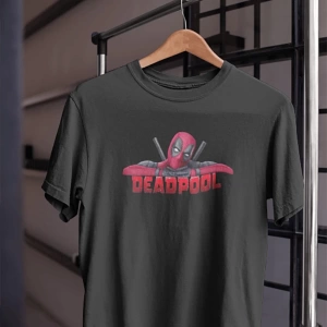 MAVİ Unısex Kadın Erkek Deadpool X-men Marvel Siyah Beyaz Tasarım Baskılı % 100 Pamuk T-shir