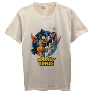 MAVİ Unisex Loney Tunes Karakter Beyaz Tshirt PKBC9058