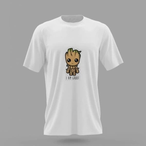 MAVİ Unisex Marvel Tatlı Cute Groot Tasarım Baskılı T-shirt PNRMTSHRT4635