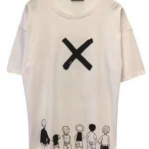 MAVİ Unisex Oversize Anime One Piece Baskılı Beyaz Tişört ONPC85410