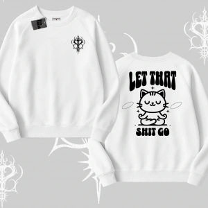 Meditasyon Yapan Kedi Baskılı Biskilet Sweatshirt