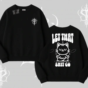 Meditasyon Yapan Kedi Baskılı Biskilet Sweatshirt