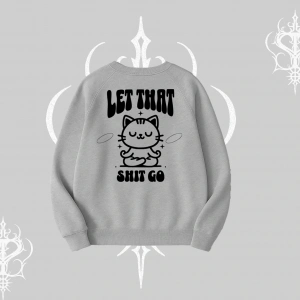 Meditasyon Yapan Kedi Baskılı Biskilet Sweatshirt