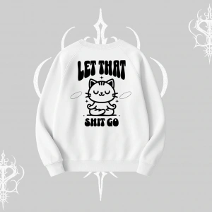 Meditasyon Yapan Kedi Baskılı Biskilet Sweatshirt