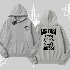 Meditasyon Yapan Kedi Baskılı Kapşonlu Sweatshirt