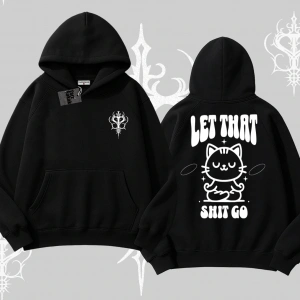 Meditasyon Yapan Kedi Baskılı Kapşonlu Sweatshirt