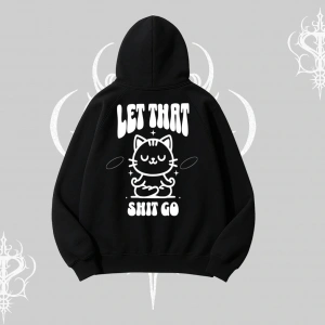 Meditasyon Yapan Kedi Baskılı Kapşonlu Sweatshirt