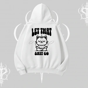 Meditasyon Yapan Kedi Baskılı Kapşonlu Sweatshirt