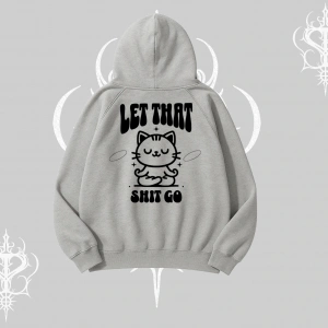 Meditasyon Yapan Kedi Baskılı Kapşonlu Sweatshirt