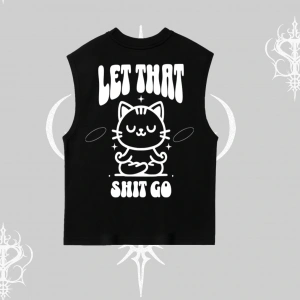 Meditasyon Yapan Kedi Baskılı Kolsuz Tshirt