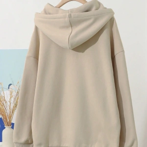 Mektup Grafik Damla Omuz İpli Kapüşonlu Üst Bej