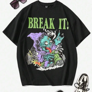 Mektup ve Kafatası Baskılı Tişört