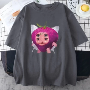 Melanie Martinez çilek sevimli grafik T shirt yeni erkek kadıns Kawaii gevşek giysiler kısa